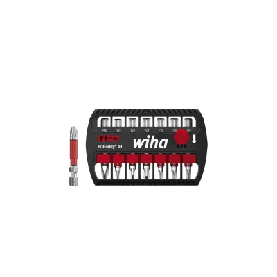 Wiha Bit-Set SB7946TY903 | BitBuddy TY-Bits 49mm | PH2 PZ1 PZ2 PZ3 T15 T20 T25 | 8-teilig | schwarz/rot | Kunststoffbox
