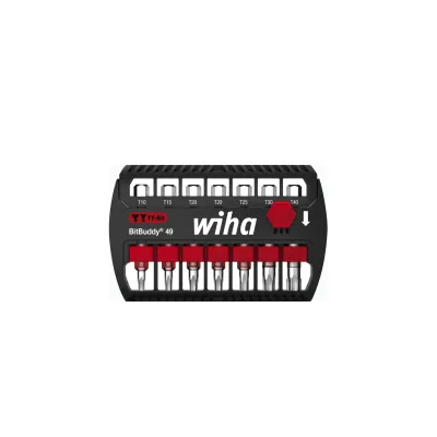 Wiha Bit-Set BitBuddy 49er SB7946TY505 | 8-teilig | TORX 49 mm | TY-Bits | Kunststoffbox | schwarz/rot