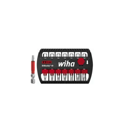 Wiha Bit-Set BitBuddy 49er SB7946TY505 | 8-teilig | TORX 49 mm | TY-Bits | Kunststoffbox | schwarz/rot