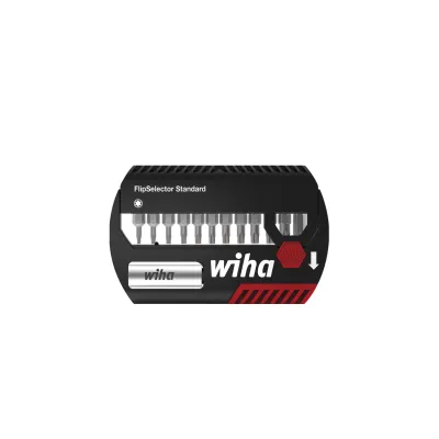 Wiha Bit-Set FlipSelector SB7947505 25mm TORX T7-T40 | 13-teilig | magnetischer Bithalter | Gürtelclip | schwarz/rot