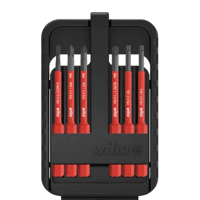 Wiha Bit Set slimBit electric 44366 | 6-tlg. | Schlitz/Phillips/Pozidriv/Torx | 1000V isoliert | Elektriker | Box | rot