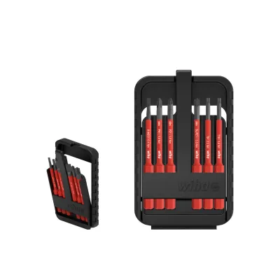 Wiha Bit Set slimBit electric 44366 | 6-tlg. | Schlitz/Phillips/Pozidriv/Torx | 1000V isoliert | Elektriker | Box | rot
