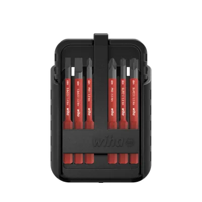 Wiha Bit-Set slimBit electric 12-tlg. VDE geprüft | Schlitz, Phillips, Pozidriv, TORX® | inkl. Bit-Box & Gürtelhalter