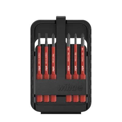 Wiha Bit-Set 43160 | slimBit electric Schraubendreher-Set 6-tlg. | isoliert | Schlitz, Phillips, Pozidriv | 75 mm