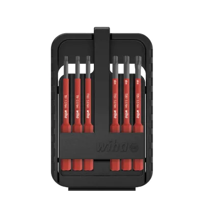 Wiha Bit Set slimBit electric 43153 | TORX 6-tlg. | VDE geprüft 1000V | isoliert | 75mm | Bitbox | Schwarz
