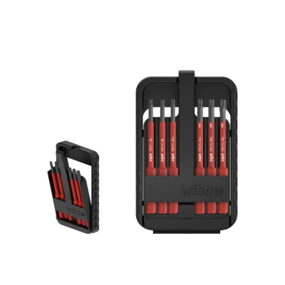 Wiha Bit Set slimBit electric 43153 | TORX 6-tlg. | VDE geprüft 1000V | isoliert | 75mm | Bitbox | Schwarz