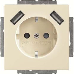 BJ Schuko/USB Steckdos 20 EUCB2USB-82 solo Busch-USB-Ladestation ews