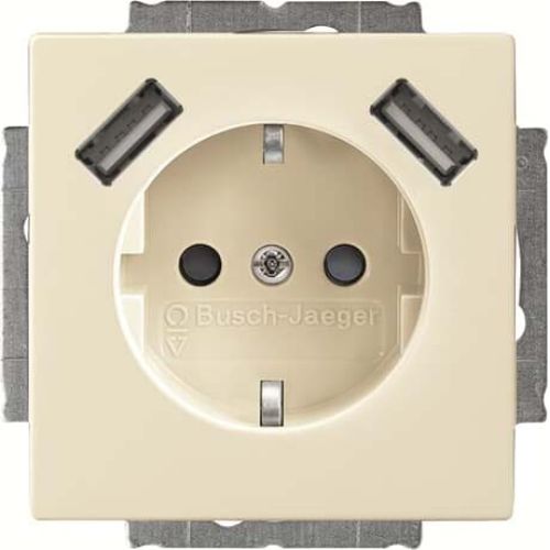 Bild: BJ Schuko/USB Steckdos 20 EUCB2USB-82 solo Busch-USB-Ladestation ews