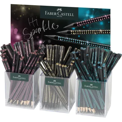 FABER-CASTELL Bleistift Sparkle Midnight 144er Set | ergonomische Dreikantform | bruchgeschützte Mine | Glitzer-Design