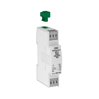 OBO Bettermann Überspannungsschutz VF2-230-AC/DC-FS | Typ 3 | 230V | Fernsignalisierung | 3-polig | Hutschiene