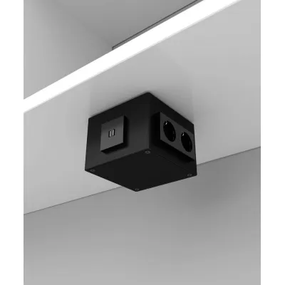 BS Bodensteckdose Aufbodentank 1206-1-9 | 4x Schuko | 2x RJ45 | Aluminium | schwarz RAL9005 | 142x142x90 mm