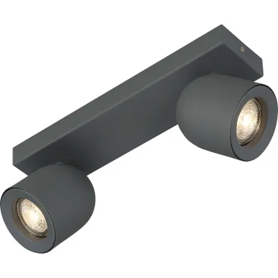 Böhmer Deckenstrahler 42002 | 2x GU10 | LED austauschbar | drehbar & schwenkbar | Anbau & Wandmontage | Struktur grau