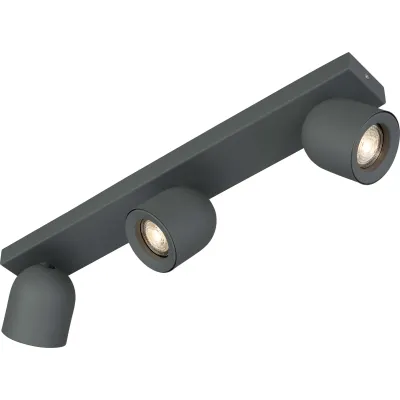 Böhmer Deckenstrahler 42003 | 3xGU10 LED austauschbar | drehbar & schwenkbar | Anbau & Wandmontage | Struktur grau