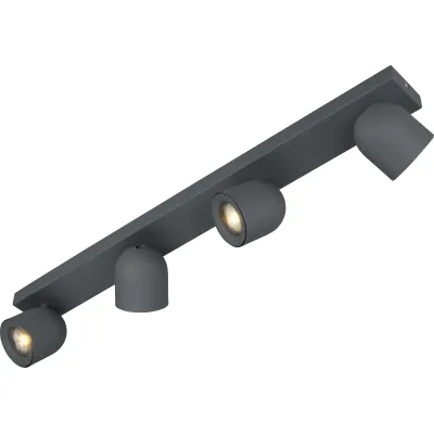Böhmer Deckenstrahler 42004 | 4x GU10 LED austauschbar | drehbar & schwenkbar | Anbaumontage | 7W | 740mm | grau