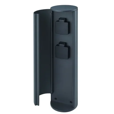 Böhmer Energiepoller 74023 | Außensteckdose IP54 | 2 Steckdosen | Aluminium | anthrazit | Ø 100 mm | Höhe 400 mm