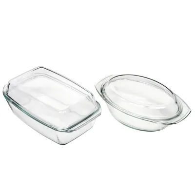 Bohemia Cristal Auflaufform 2,8l | Glas Schüssel mit Deckel | eckig | feuerfest | Backofen Mikrowelle Spülmaschine