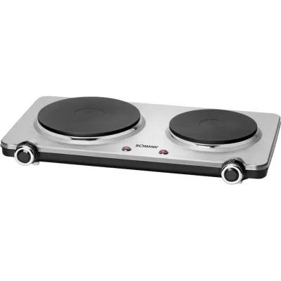 Bomann Doppelkochplatte DKP 5033 E CB | 2 elektrische Kochplatten | 2500W | Edelstahl | stufenlos regelbar