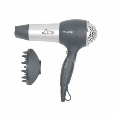 Bomann Haartrockner HTD 889 CB | 2000 Watt | Diffusor & Stylingdüse | 3 Stufen | Kaltstufe | anthrazit/silber