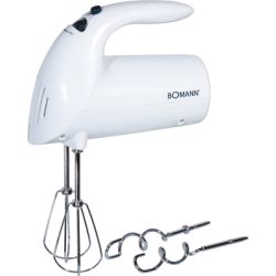 Bomann HM 350 CB Handmixer weiss 250W, 5Stufen, Turbo, Knethaken u. Quirl