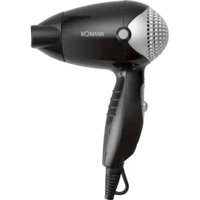 Bomann Haartrockner HT 8002 CB | Reise-Fön 1200W | 2 Stufen | drehbare Düse | Überhitzungsschutz | Schwarz/Weiß