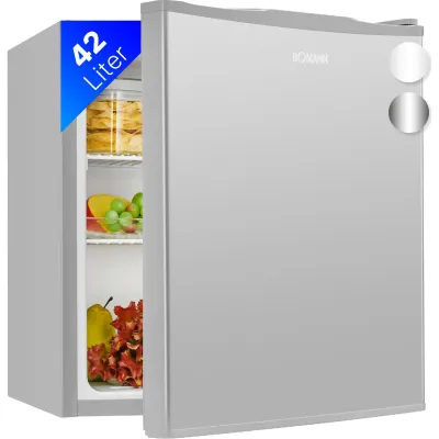 Bomann Mini-Kühlschrank KB 7346 | 42L | leise 39 dB | Edelstahl-Optik | Büro Camping Gaming | Energieklasse E