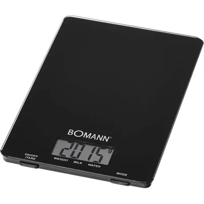 Bomann Küchenwaage KW 1515 CB | digital | Glasoberfläche | Tara-Funktion | 1g-Teilung | bis 5kg | schwarz