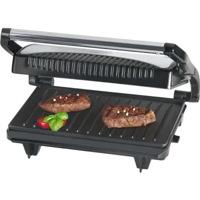 Bomann Kontaktgrill MG 2251 CB | Elektrogrill 700W | Antihaft | Grillfläche 23x14,5cm | Edelstahl/Schwarz