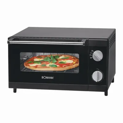 Bomann Mini-Backofen MPO 2246 CB / 622461 | 12L Pizzaofen | 1000W | Grillrost & Backblech | Timer | Schwarz