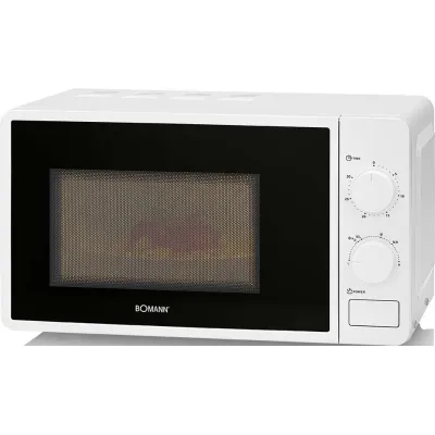 Bomann MW 6014 CB Mikrowelle | 20L | 700W | 6 Leistungsstufen | mechanisch | Drehteller 24,5cm | Timer | Weiß