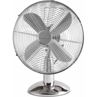 ProfiCare Tischventilator PC-VL 3062 M | Metall 25 cm | 30W | 3 Stufen | oszillierend | verstellbar | leise | Chrom