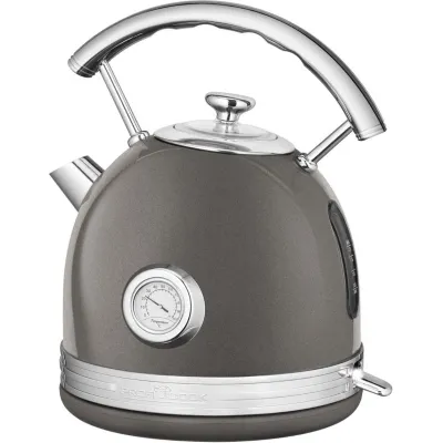 ProfiCook Wasserkocher PC-WKS 1192 | 1,7L | Edelstahl | schnurlos | Temperaturanzeige | Retro-Design | anthrazit/chrom