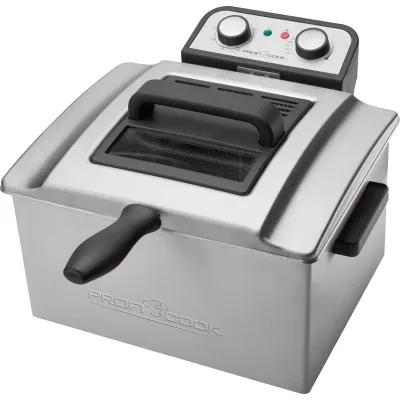 ProfiCook Doppelfritteuse PC-FR 1038 | 2 kleine & 1 großer Korb | Kaltzone | 5L | 3000W | Edelstahl