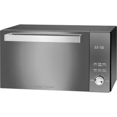 ProfiCook Mikrowelle mit Grill PC-MWG 1204 | 23L | ohne Drehteller | Glas-Keramikboden | 800/1000W | Schwarz