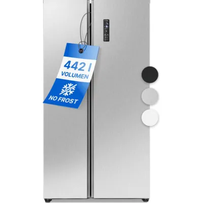 Bomann Side by Side Kühl-Gefrierkombination SBS 7344 | No Frost | 442L | MultiAirflow | Touch | EEK E | Inox-Look