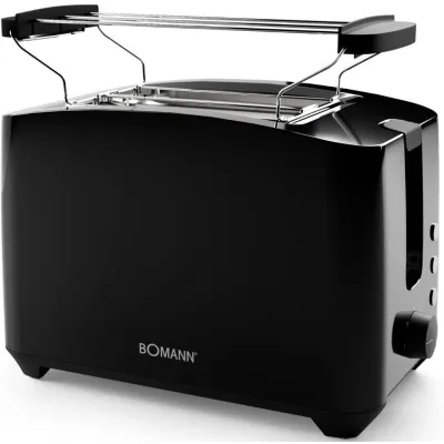 Bomann Toaster 2-Scheiben TA 6065 CB | Auftaufunktion | Aufwärmfunktion | Brötchenaufsatz | 750 Watt | schwarz