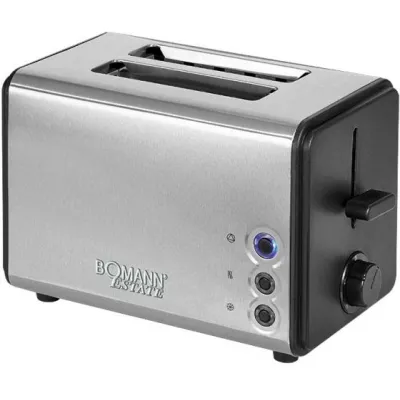 Bomann TA 1371 CB Toaster | 2 Scheiben | Edelstahl schwarz | 850W | Brötchenaufsatz | Auftaufunktion