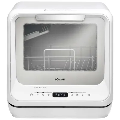 Bomann Mini-Geschirrspüler TSG 5701 | Tisch-Geschirrspüler 5L Wassertank | ohne Wasseranschluss | 5 Programme | weiß