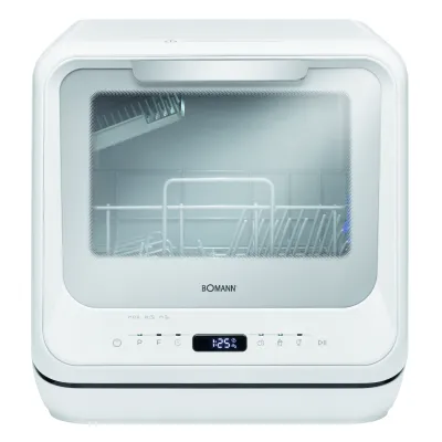 Bomann Kompakt-Geschirrspüler TSG 5704 | 2 Maßgedecke | 6 Programme | mit Wassertank | 42 cm breit | Weiß