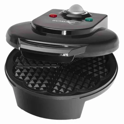 Bomann Waffeleisen WA 5018 CB | klassische Waffelform Ø 18 cm | Antihaft | Temperaturregler | 1200W | schwarz
