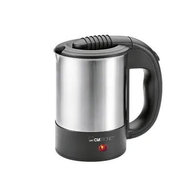 Clatronic Reise-Wasserkocher WKR 3624 | 0,5l | 1000W | Edelstahl/Schwarz | inkl. 2 Tassen & Reisebeutel