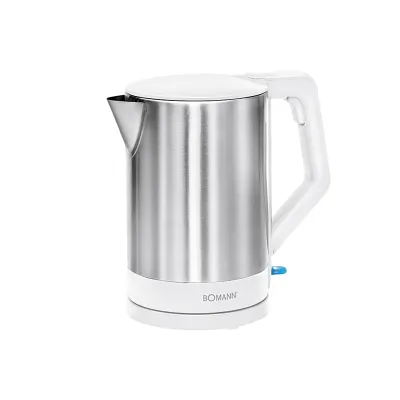 Bomann Wasserkocher WKS 3002 CB | 1,5 l | Edelstahlgehäuse | 2.200 W | kabellos | 360°-Sockel | Einhandbedienung | weiß