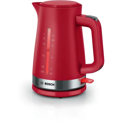 Bosch Wasserkocher TWK4M224 | 1,7 l | 2400 Watt | Kalkfilter | 360° kabellos | Innenbeleuchtung | rot | Kunststoff