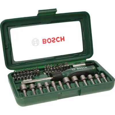 Bosch Schraubendreher-Set 46-teilig | 32 Bits & 12 Steckschlüssel | magnetisch | Bit-Ratschenschraubendreher | Koffer