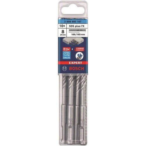 Bild: Bosch 10xHammerbohrer SDS-plus-7X Expert 8,0x165/100mm 4-Schneider 2608900167
