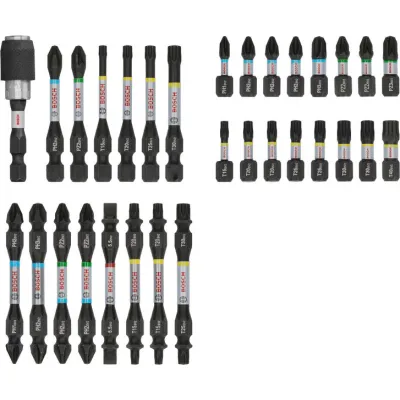 Bosch Bit-Set PRO Impact 2608521U71 | 31-teilig PH PZ TX Schlitz | Magnethalter | Torsionszone | Stahl Kunststoffbox