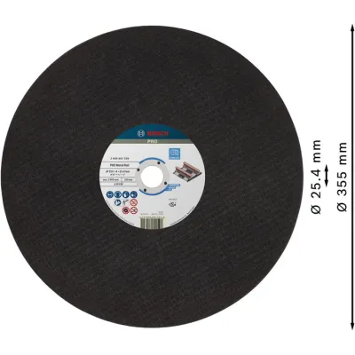 Bosch Trennscheibe 2608601339 PRO Metal Rail | 355x4x25,4 mm | Schienen schneiden | Aluminiumoxid | hohe Lebensdauer