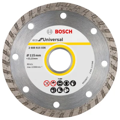 Bosch Diamanttrennscheibe Turbo Eco For Universal 2608615036 | 115 mm x 22,23 mm | für Beton | Trennen | 7 mm Stärke