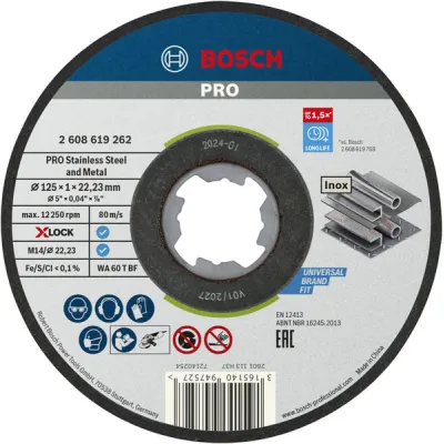 Bosch Trennscheibe X-LOCK 2608619267 | Edelstahl & Metall | 125 x 1 mm | 22,23 mm Bohrung | 10 Stück | Rapido