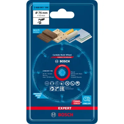 Bosch Trennscheibe EXPERT Carbide Multi Wheel 2608901196 | 76 mm x 10 mm | für Holz & Kunststoff | 1 mm Stärke
