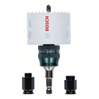 Bosch Lochsäge Progressor 2608594301 | Ø 68 mm BiM Starter Kit | Power Change Plus Adapter | Holz & Metall | Weiß